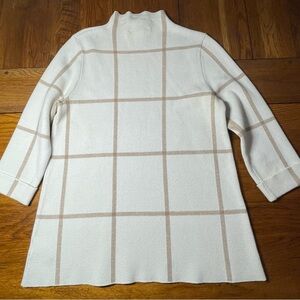 Tahari Cream and Tan Plaid Turtleneck Sweater